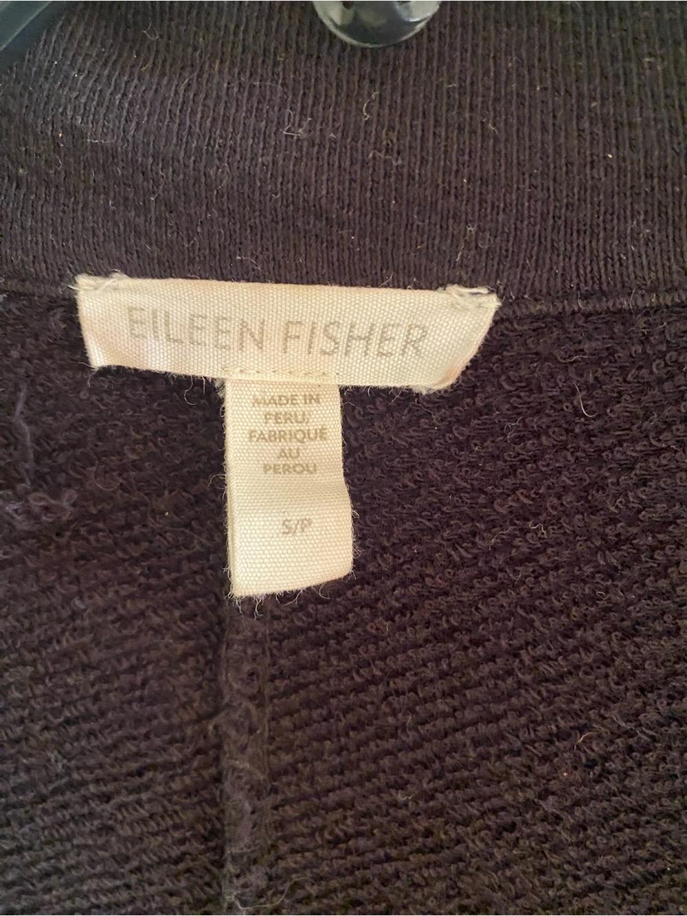 Eileen Fisher French Terry Organic Cotton Black Jacket - Picture 5 of 8